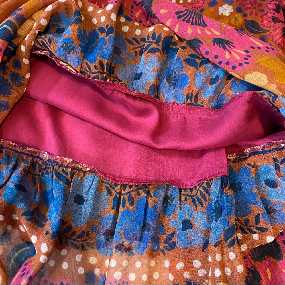 Farm Rio X Anthropologie Tiered Midi/Maxi Dress Strapeless Ruffle Pink Combo NWT - Picture 11 of 15
